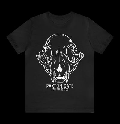 Black Unisex Bobcat Skull Tee By Wren Sayler-T-Shirt-Printify-PaxtonGate