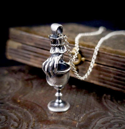 Antiqued Sterling Silver Mini Cartomancy Tarot Cup Amulet - Paxton Gate