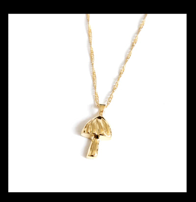 Gold Mushroom Charm Necklace-Necklaces-Spitfire Girl-PaxtonGate