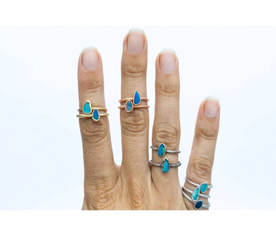 Silver  Plated Irregular Opal Stacking Ring - Paxton Gate