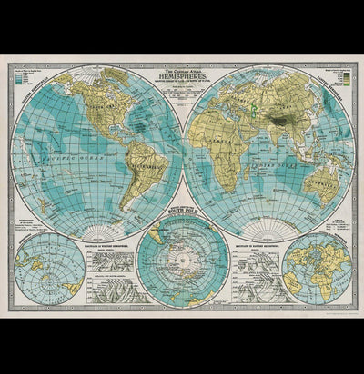 Hemispheres World Map Poster Wrap - Paxton Gate
