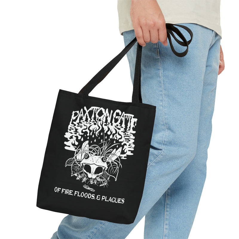 Black "Of Floods, Fires & Plagues" Tote By Megan Lees-Bags-Printify-PaxtonGate