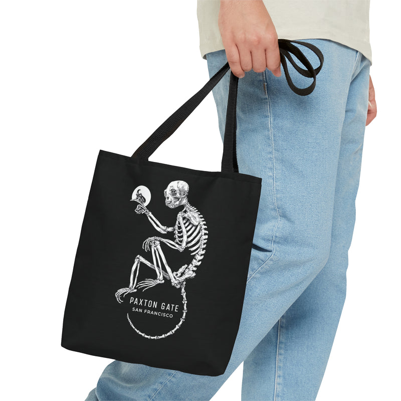 Black Skeletal Monkey Tote by Zoe Keller-Bags-Printify-PaxtonGate