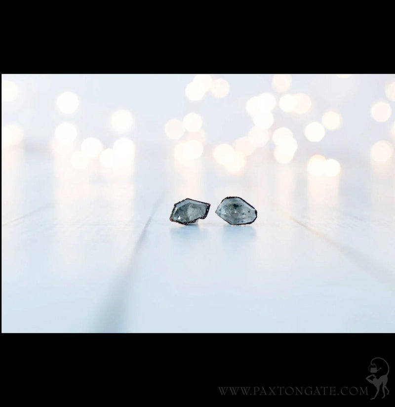Anthraxolite Quartz Crystal Stud Earrings - Paxton Gate