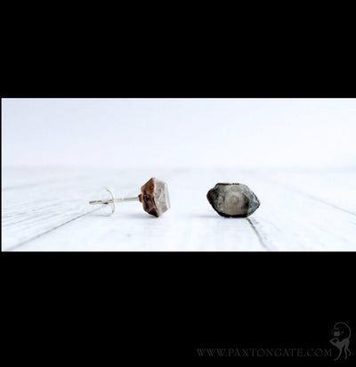 Anthraxolite Quartz Crystal Stud Earrings - Paxton Gate