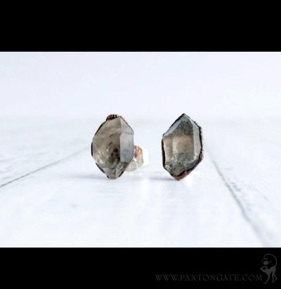 Anthraxolite Quartz Crystal Stud Earrings - Paxton Gate