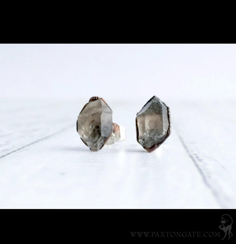 Anthraxolite Quartz Crystal Stud Earrings - Paxton Gate