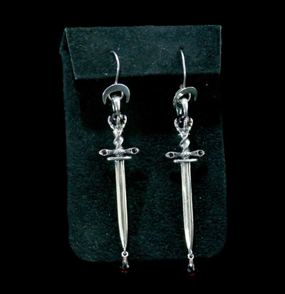 Athame Earrings with Garnet and Drip - Paxton Gate