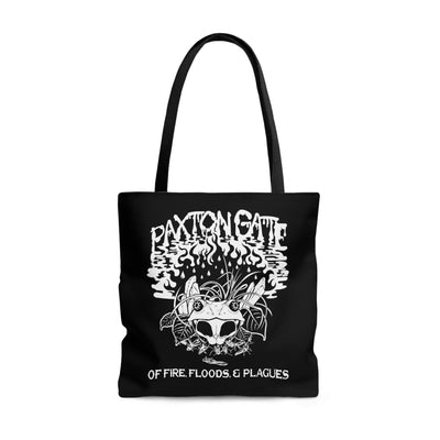 Black "Of Floods, Fires & Plagues" Tote By Megan Lees-Bags-Printify-PaxtonGate