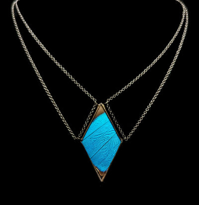 Blue Morpho Butterfly Tethered Diamond Necklace-Necklaces-Hart Variations-PaxtonGate