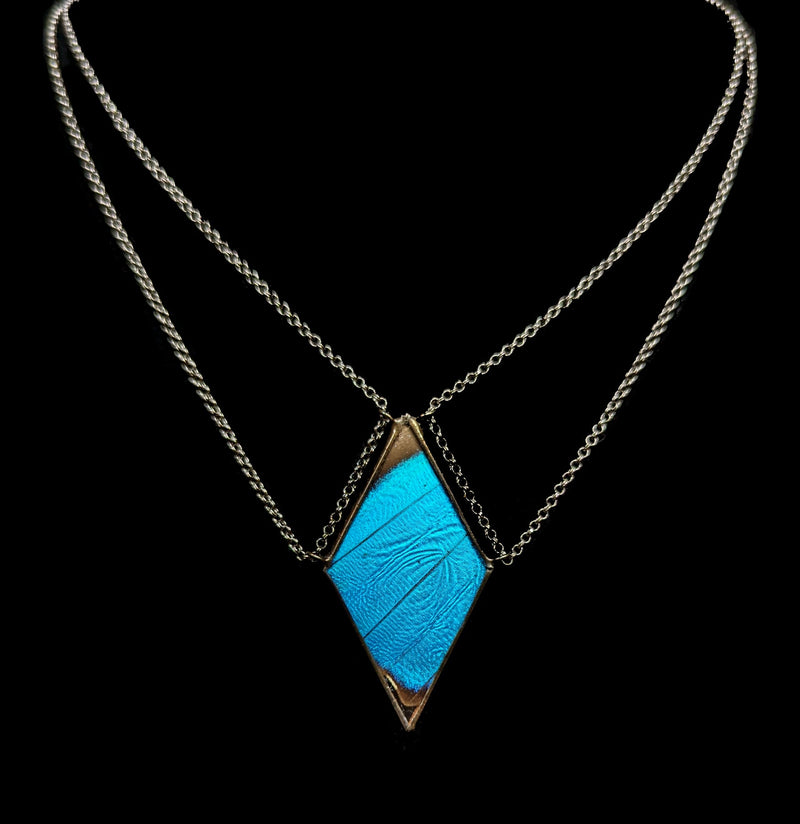Blue Morpho Butterfly Tethered Diamond Necklace-Necklaces-Hart Variations-PaxtonGate