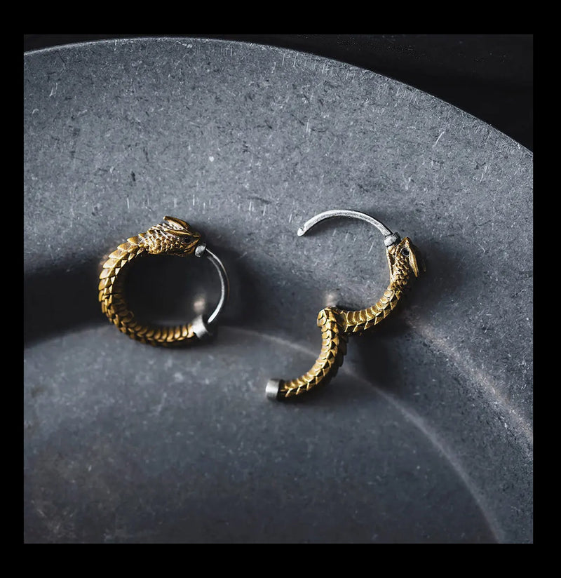 Brass Ouroboros Earrings - Paxton Gate