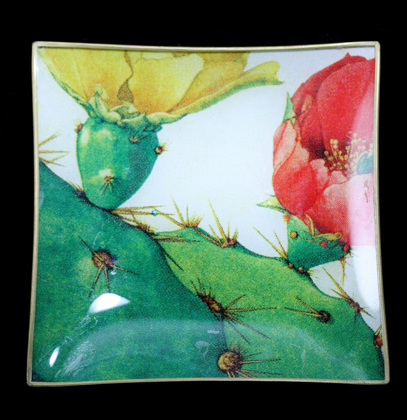 Cactus Blossum Decoupage Glass Serving Tray - Paxton Gate