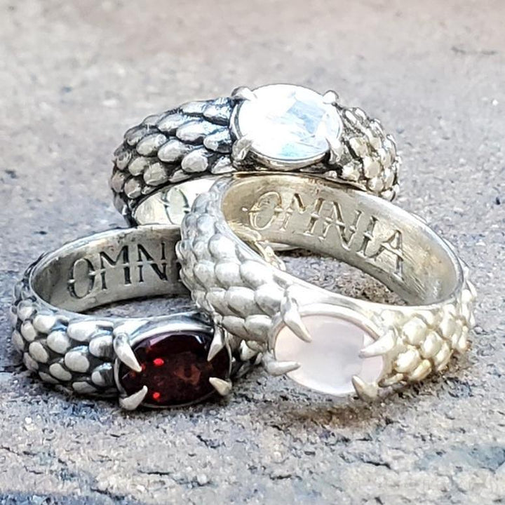 Draco Ring Polished Silver with Rose Quartz For Sale Paxton Gate