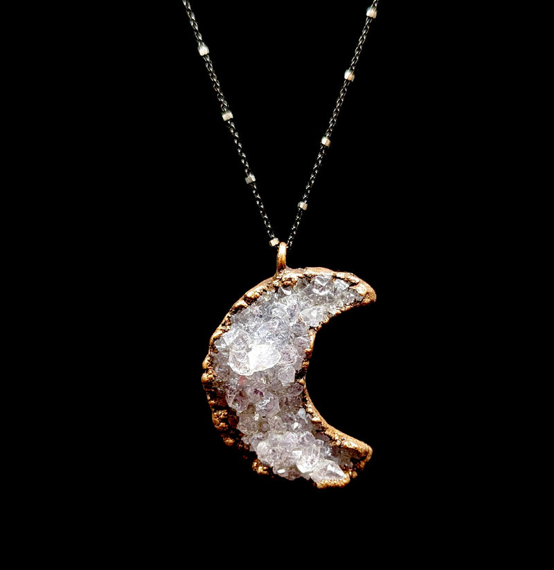 Druzy Moon Necklace-Necklaces-Hawk House-PaxtonGate