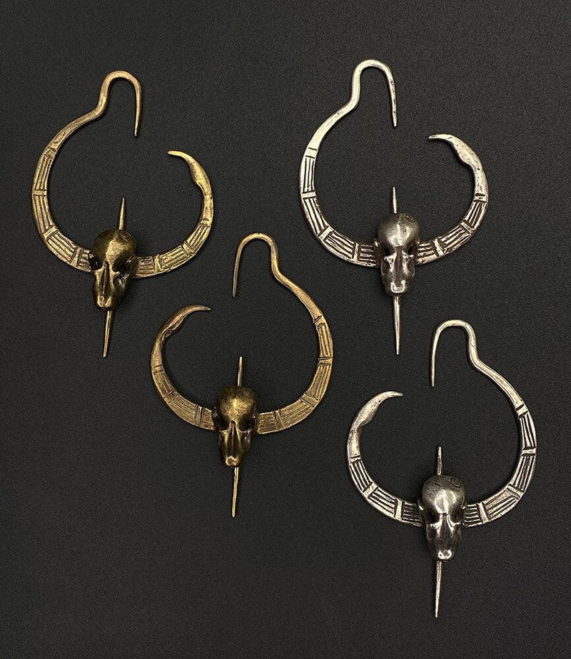 Gauged Crescent Bat Hooped Earrings - Paxton Gate