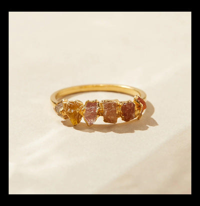 Orange Ombre Birthstone Rainbow Crystal Ring - Paxton Gate