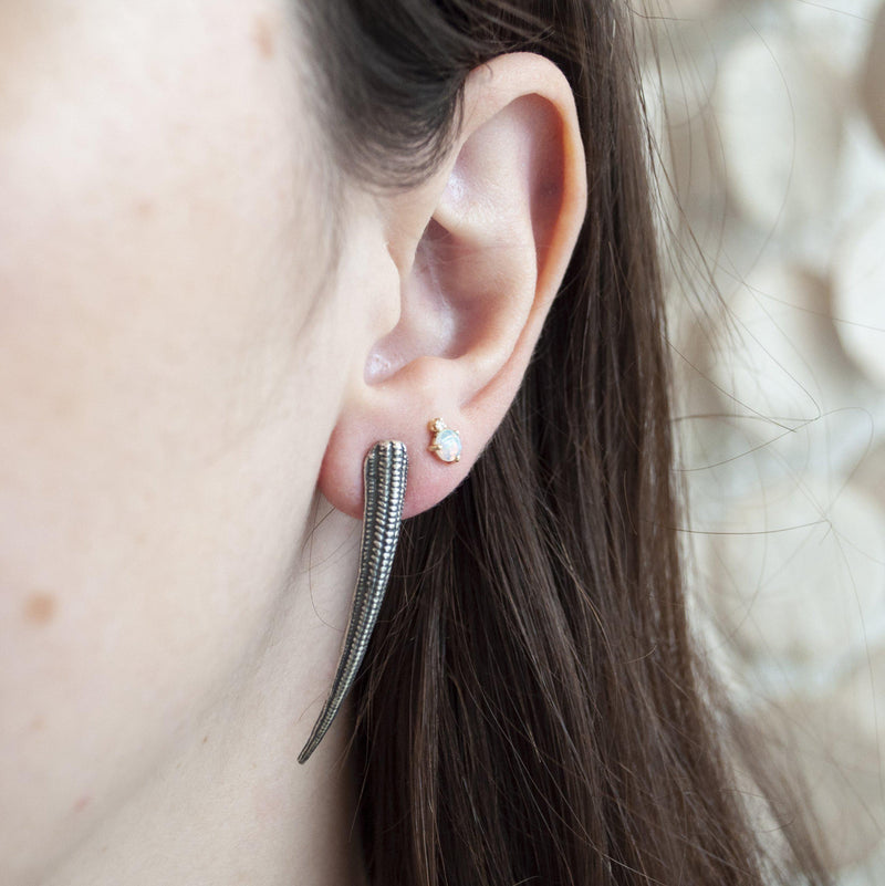 Oxidized Silver Seashell Spike Stud Earrings - Paxton Gate