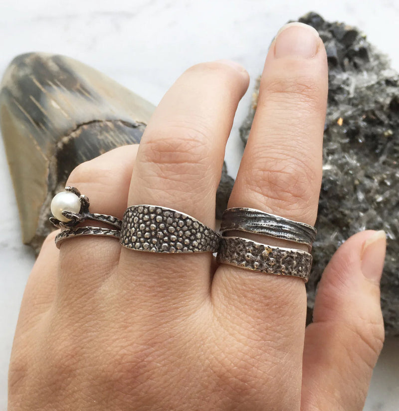 Oxidized Silver Snakeskin Stacker Ring-Rings-Lauren Wolf-PaxtonGate