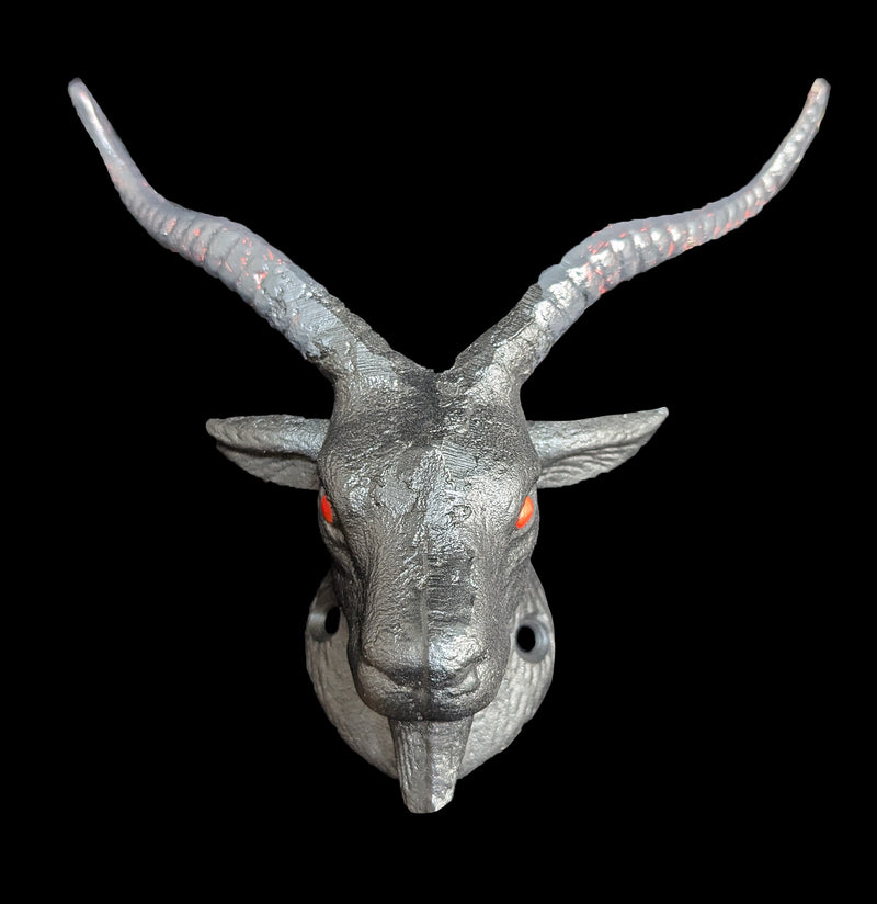 Black Cast Iron Baphomet Wall Hook-Decor-Zeckos-PaxtonGate