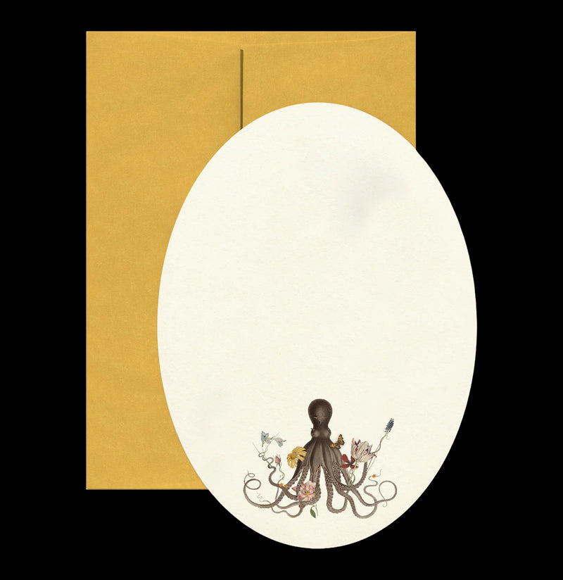 Octopus Flowers Oval Greeting Card-Cards-Open Sea-PaxtonGate
