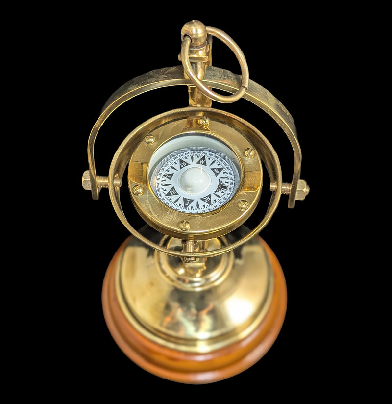 Nautical Brass Gimbled Compass-AntqRplica-DDecorStore-PaxtonGate