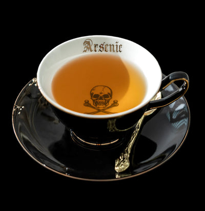 Arsenic Black Gold Skull Tea Cup & Saucer-Kitchen-Grace Teaware-PaxtonGate