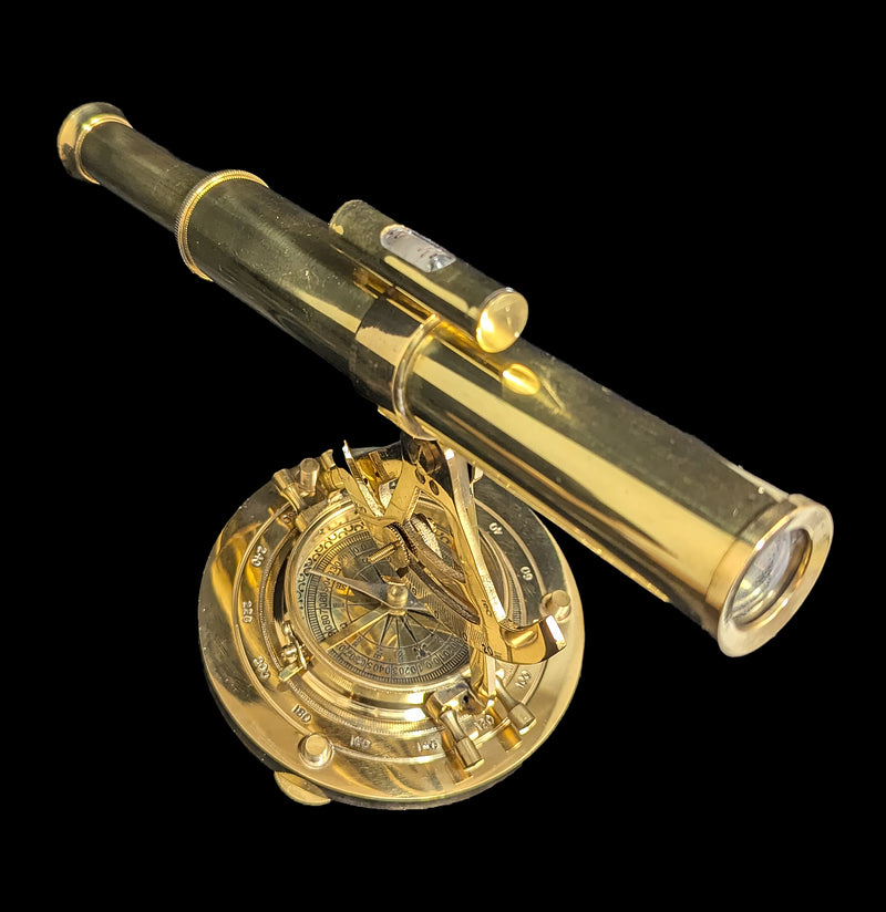 Tabletop Brass Telescope with Compass Base-Decor-Import Corner-PaxtonGate