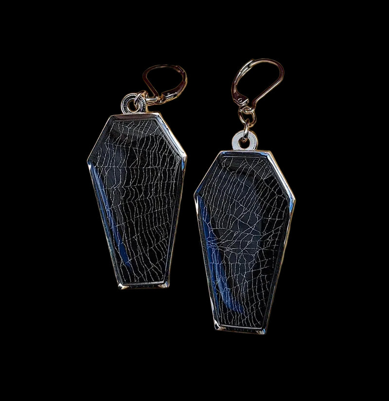 Spiderweb Coffin Earrings-Earrings-Hell Kitten-PaxtonGate