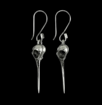 Silver Hummingbird Skull Earrings-Earrings-Lost Apostle-PaxtonGate