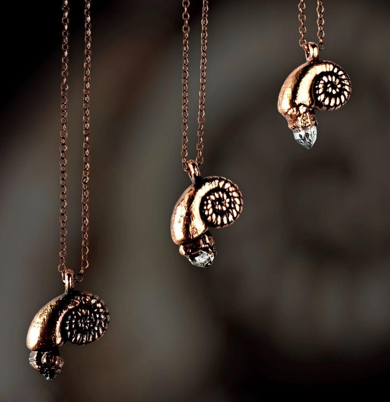 Herkimer Diamond Nautilus Necklace-Necklaces-Merging Metals-PaxtonGate