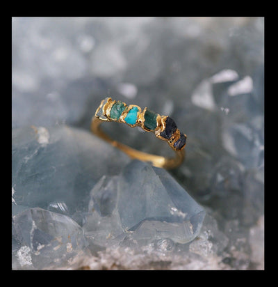 Blue Ombre Birthstone Rainbow Crystal Ring - Paxton Gate