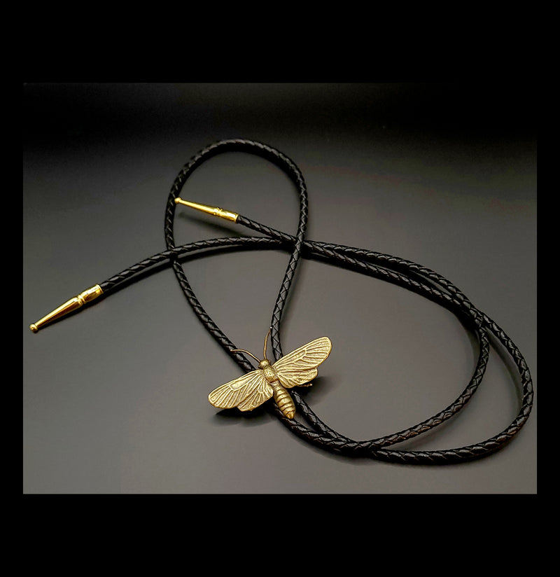 Brass Hawk Moth Bolo Tie-Accessories-Big Bad Beetle Bolos-PaxtonGate