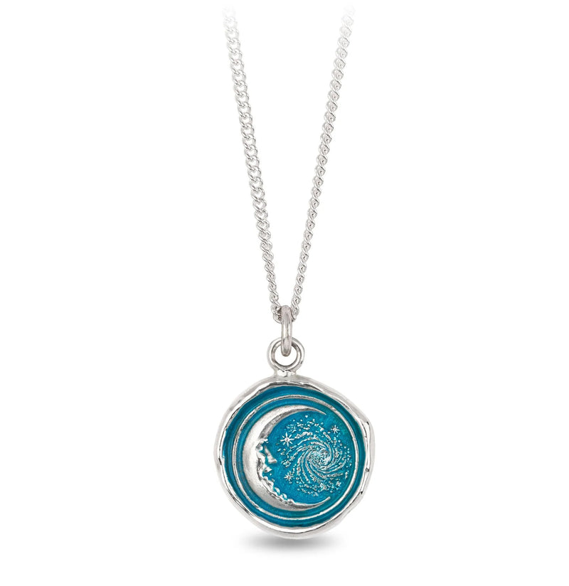 Trust the Universe Sterling Silver and Capri Blue Necklace - Paxton Gate
