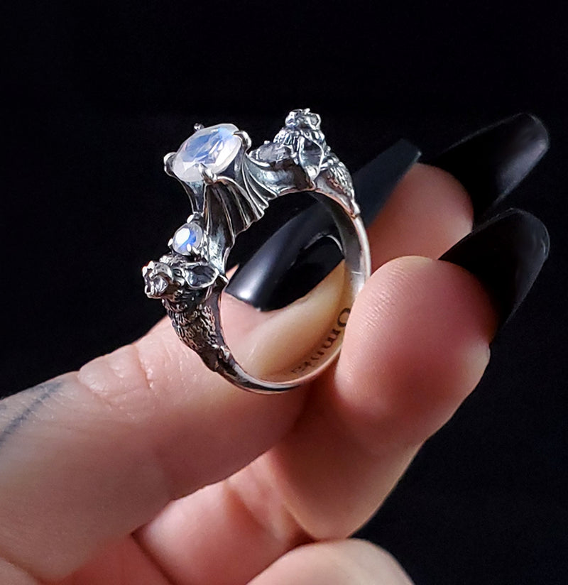 Polished Sterling Silver Nocturne Ring with White Topaz - Paxton Gate