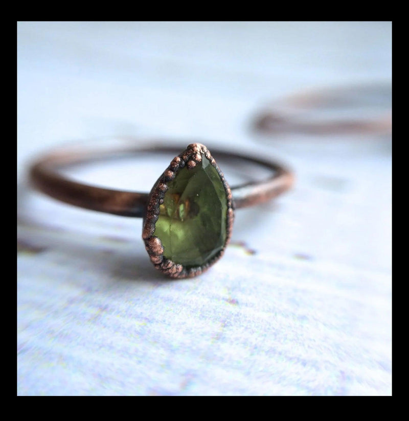 Electroformed Copper Green Peridot Ring - Paxton Gate