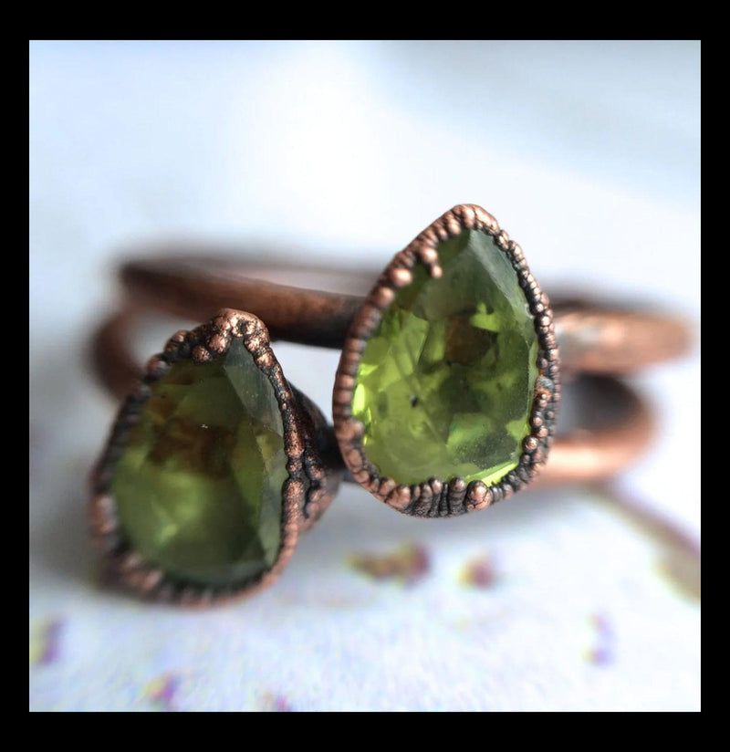 Electroformed Copper Green Peridot Ring - Paxton Gate