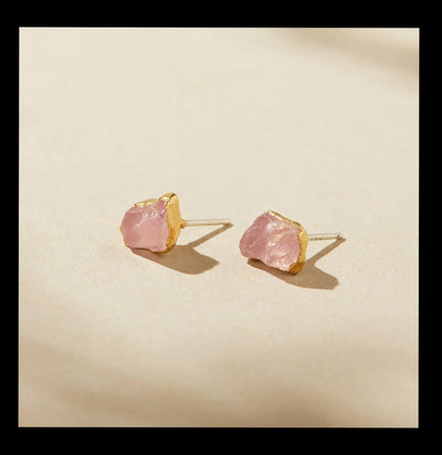 Rose Quartz Pink Gemstone Stud - Paxton Gate