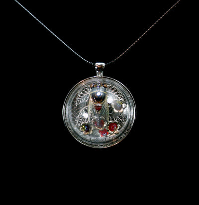 Real Cicada with Red Swarovski Crystal Embellished Flowers Necklace-Necklaces-PunkyBoy-PaxtonGate