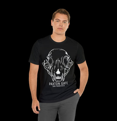 Black Unisex Bobcat Skull Tee By Wren Sayler-T-Shirt-Printify-PaxtonGate