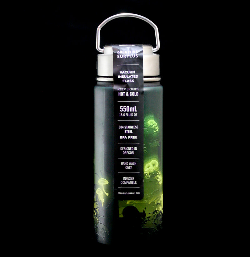 Bioluminescent Mushrooms Steel Bottle-Drinkware-Cognitive Surplus-PaxtonGate