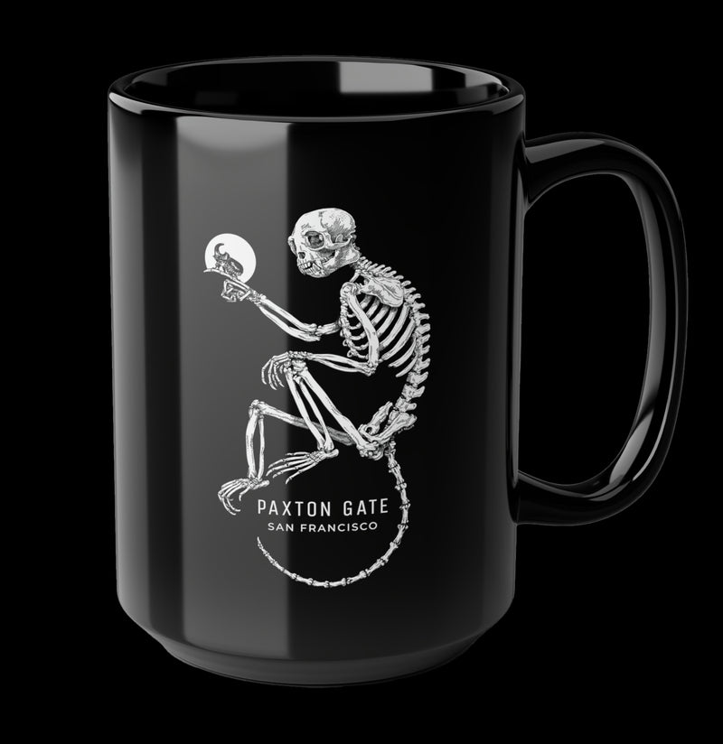 Black Skeletal Monkey Mug by Zoe Keller-Mug-Printify-PaxtonGate