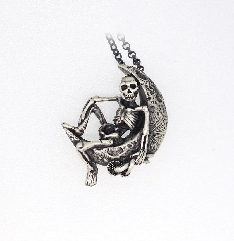 Sexy Skeleton Moon Sterling Silver Necklace-Necklaces-THEETH-PaxtonGate