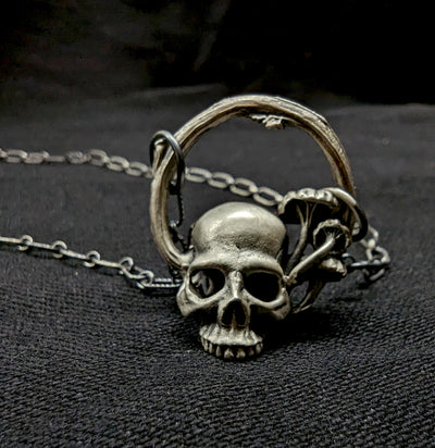 Skull and Mushroom Sterling Silver Necklace-Necklaces-THEETH-PaxtonGate