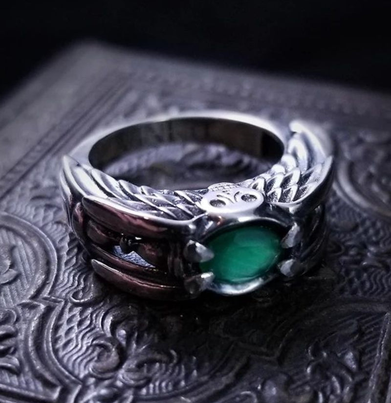 Prepare to Follow Antiqued Sterling Silver Ring with Agate-Rings-Omnia Studios LLC-PaxtonGate