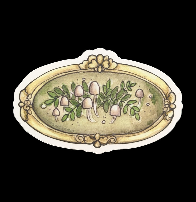 Framed Mushrooms and Ferns Sticker-Stickers-Motif&