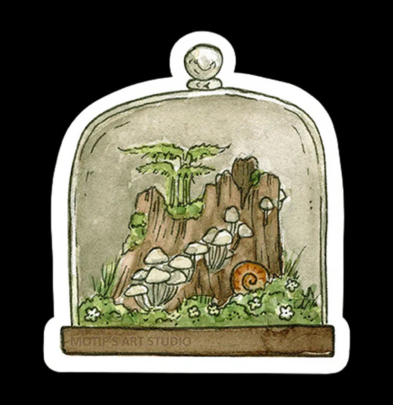 Tree Stump Terrarium Sticker-Stickers-Motif&