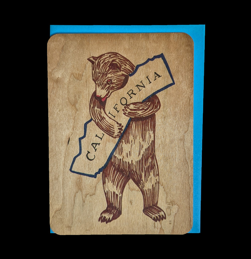 California Bear Wooden Greeting Card-Cards-Spitfire Girl-PaxtonGate