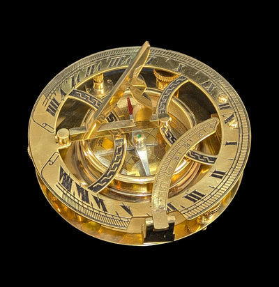 Solid Brass Sundial Compass with Rosewood Box-AntqRplica-Hampton Nautical-PaxtonGate