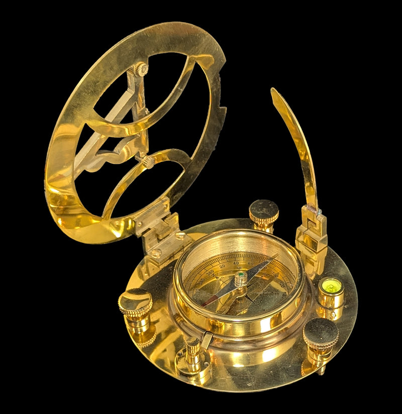 Solid Brass Sundial Compass with Rosewood Box-AntqRplica-Hampton Nautical-PaxtonGate